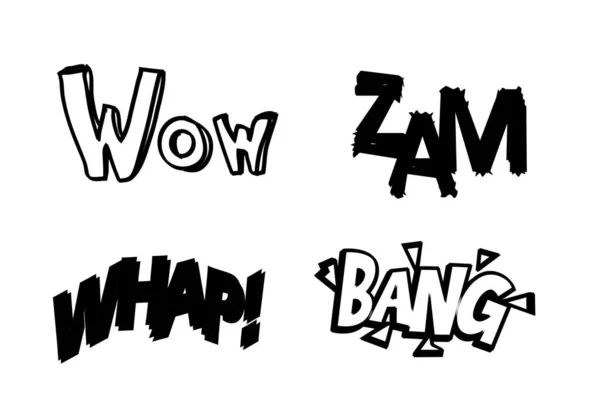 retro comic speech bubbles with sound effects : wow , zam , whap, bang on white . illustration design