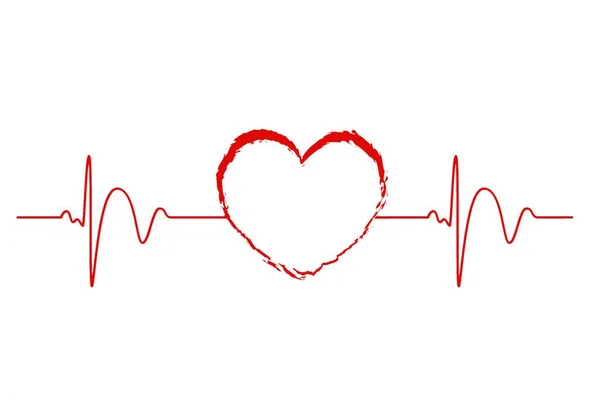 Hjärtslag Kardiogram Vit Bakgrund Illustration Design — Stockfoto