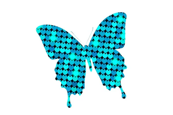 Blauer Schmetterling Isoliert Auf Weißem Hintergrund Illustration Design — Stockfoto