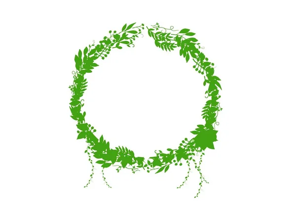 Cerchio Cornice Floreale Verde Bianco Disegno Illustrazione — Foto Stock