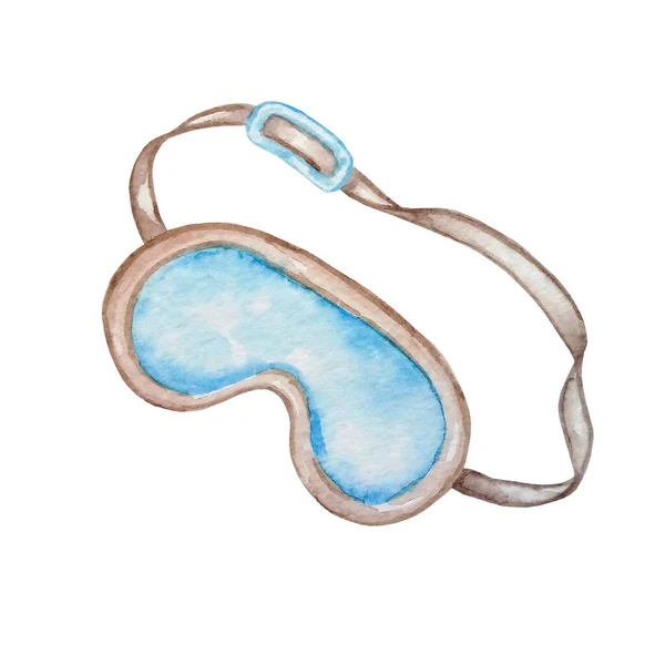 Watercolor Swimming Eye Mask Swimming Underwater Blue Brow — Stock Photo, Image