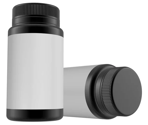 現実的な3Dボトルモックアップテンプレートをホワイトの背景に3Dレンダリング 3Dイラスト Copy Space — ストック写真