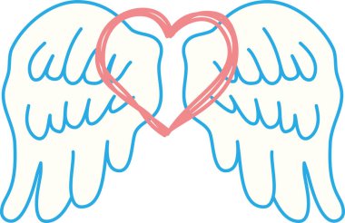 Sevimli Pop Angel kanatları ve aşk kalpleri.