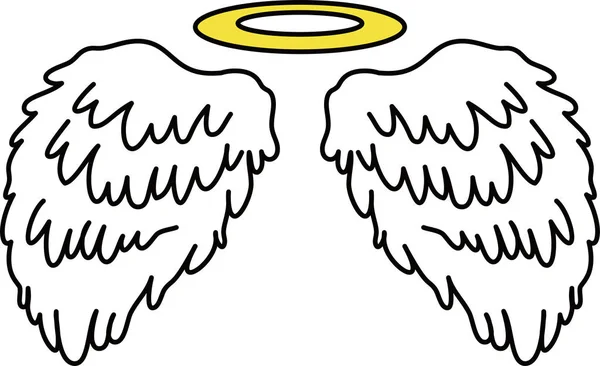 Милые ангельские крылья с ангельским кольцом — стоковый вектор