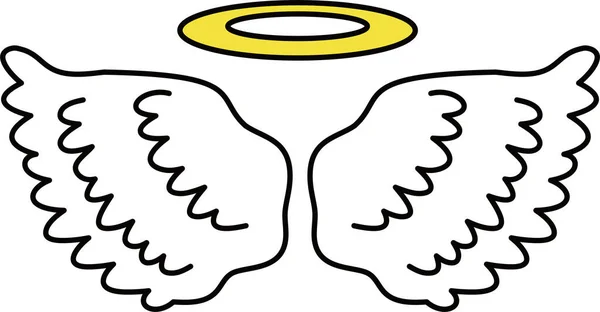 Asas de anjo bonito com anel de anjo — Vetor de Stock