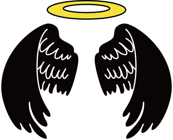 Cute Black Angel wings with angel ring 