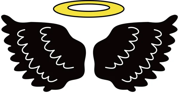 Милые крылья Черного Ангела с ангельским кольцом — стоковый вектор