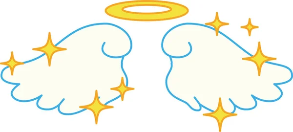 Симпатичные ангельские крылья с ангельским кольцом и глайтером — стоковый вектор