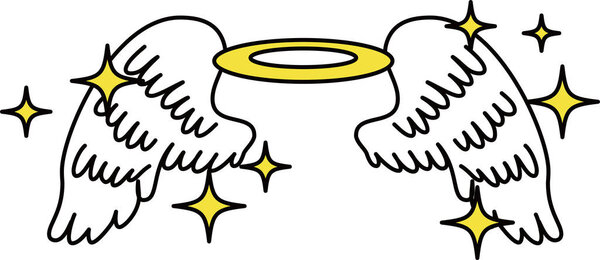 Cute Angel wings with angel ring and glitter 