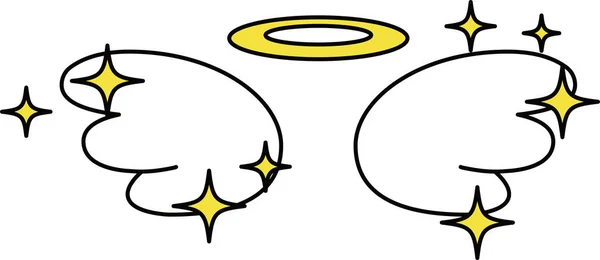 Ailes d'ange mignon avec anneau ange et paillettes — Image vectorielle