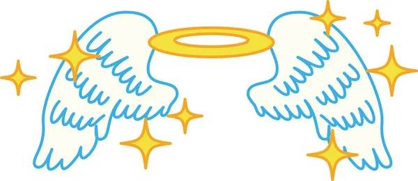 Cute Pop Angel wings with angel ring and glitter — Stock Vector
