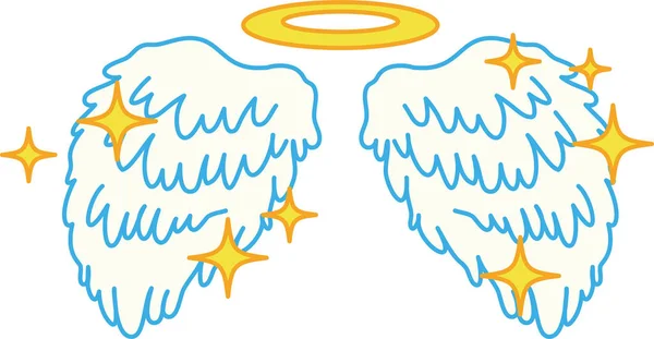 Asas de anjo pop bonito com anel de anjo e brilho —  Vetores de Stock