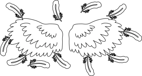 羽の天使の羽がなびく — ストックベクタ