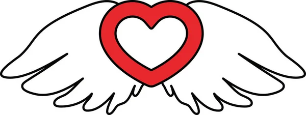 Cute Angel wings with Love Heart — Stock Vector