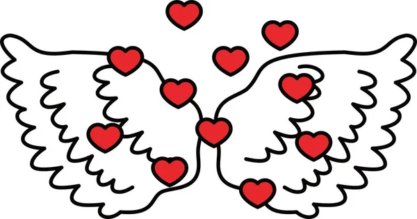 Cute Angel wings with Love Heart — Stock Vector