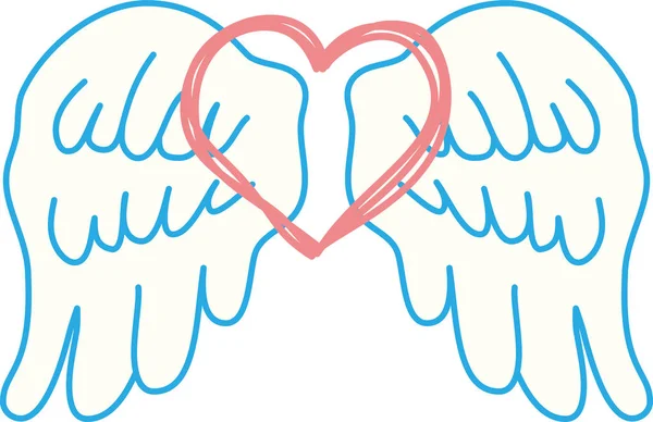 Cute POP Angel wings with Love Heart s — Stock Vector