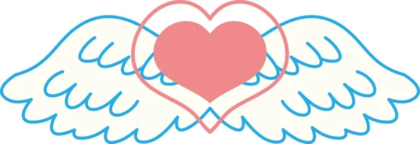 Cute POP Angel wings with Love Heart s — Stock Vector