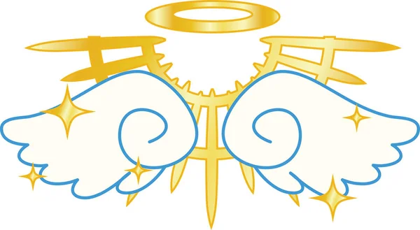 Крылья Божественного Попа Ангела с ореолом — стоковый вектор