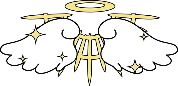 Göttliche Engelsflügel mit Heiligenschein — Stockvektor