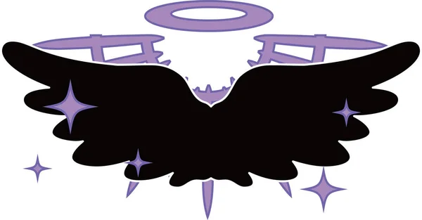 Крылья Божественного Чёрного Ангела с нимбом — стоковый вектор