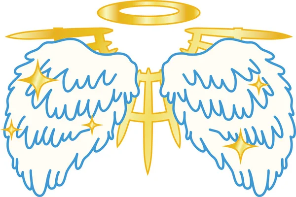 Крылья Божественного Попа Ангела с ореолом — стоковый вектор