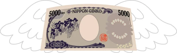 Questa Illustrazione Del Retro Del Profilo Della Banconota 5000 Yen — Vettoriale Stock