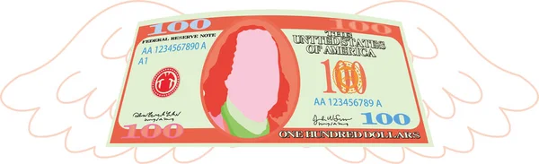 Kolorowy Feathered zdeformowany banknot 100 dolarów — Wektor stockowy