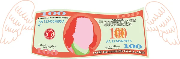 Barevná deformovaná bankovka za 100 dolarů — Stockový vektor