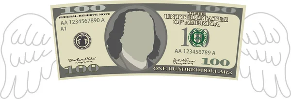 羽毛变形100美元钞票 — 图库矢量图片