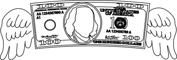 Tüylü Deforme 100 dolarlık banknot özeti — Stok Vektör