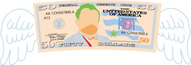 Renkli Tüy Deforme olmuş 50 dolarlık banknot 