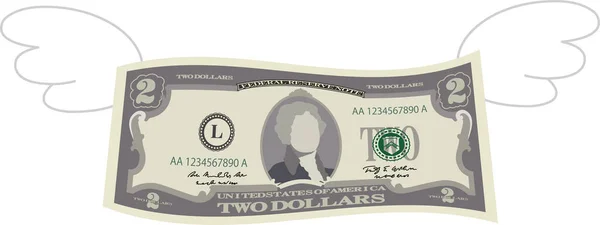 Plume déformée note de 2 dollars — Image vectorielle