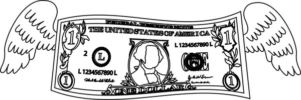 Plumes déformées 1 contour de billet dollar — Image vectorielle