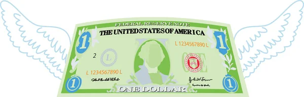 Красочная пернатая деформированная банкнота в 1 доллар — стоковый вектор
