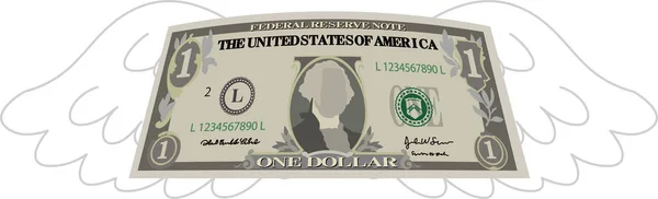 Note de 1 dollar déformée à plumes — Image vectorielle