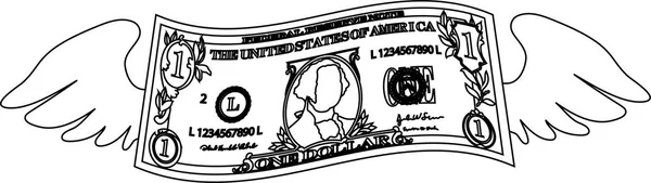 Пернатая деформированная 1 долларовая банкнота — стоковый вектор