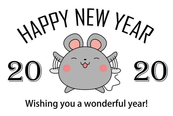 Bonne année carte de Rats qui se réfère au doigt. — Image vectorielle