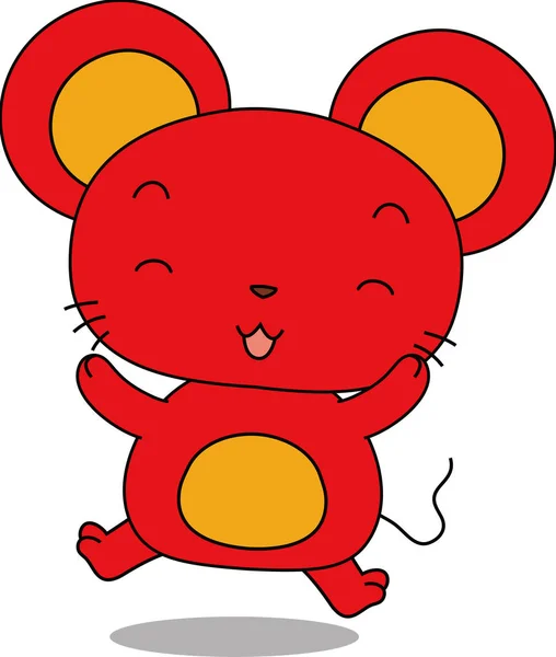 かわいい赤いマウスのマスコットキャラクター — ストックベクタ