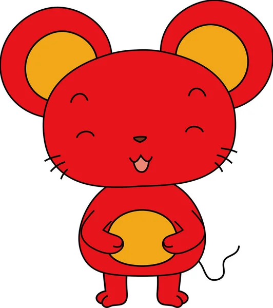 かわいい赤いマウスのマスコットキャラクター — ストックベクタ