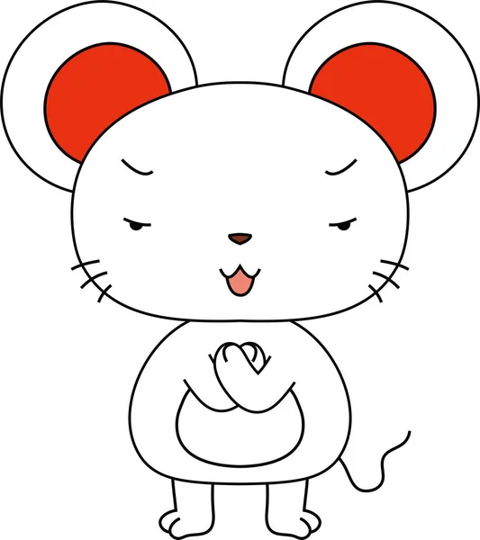 Χαριτωμένο λευκό ποντίκι χαρακτήρα μασκότ — Διανυσματικό Αρχείο