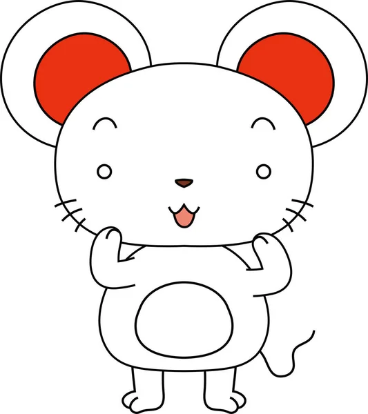 Karakter maskot tikus putih lucu - Stok Vektor