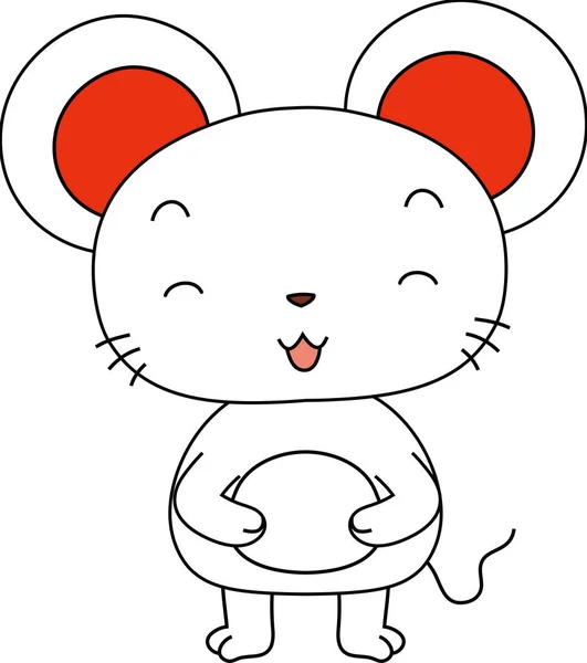 Şirin beyaz fare maskotu karakteri — Stok Vektör
