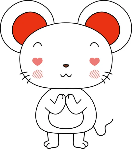 Carino bianco mouse personaggio della mascotte — Vettoriale Stock