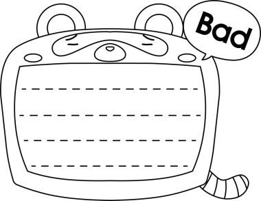 Şirin Rakun not panosu Monokrom taslağı 