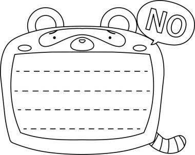 Şirin Rakun not panosu Monokrom taslağı 