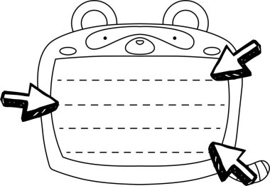 Şirin Rakun not panosu Monokrom taslağı 