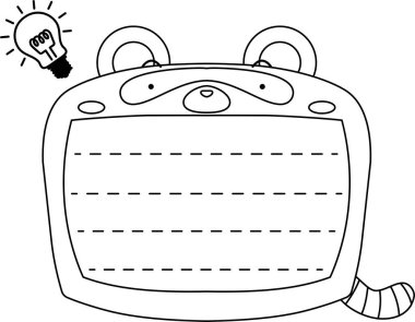 Şirin Rakun not panosu Monokrom taslağı 