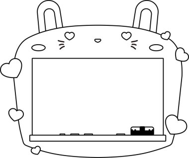 Sevimli beyaz tavşan kara tahta taslağı 