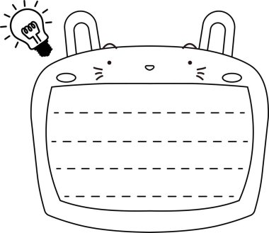 Sevimli beyaz tavşan not tahtası ana hatları 