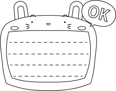 Sevimli beyaz tavşan not tahtası ana hatları 